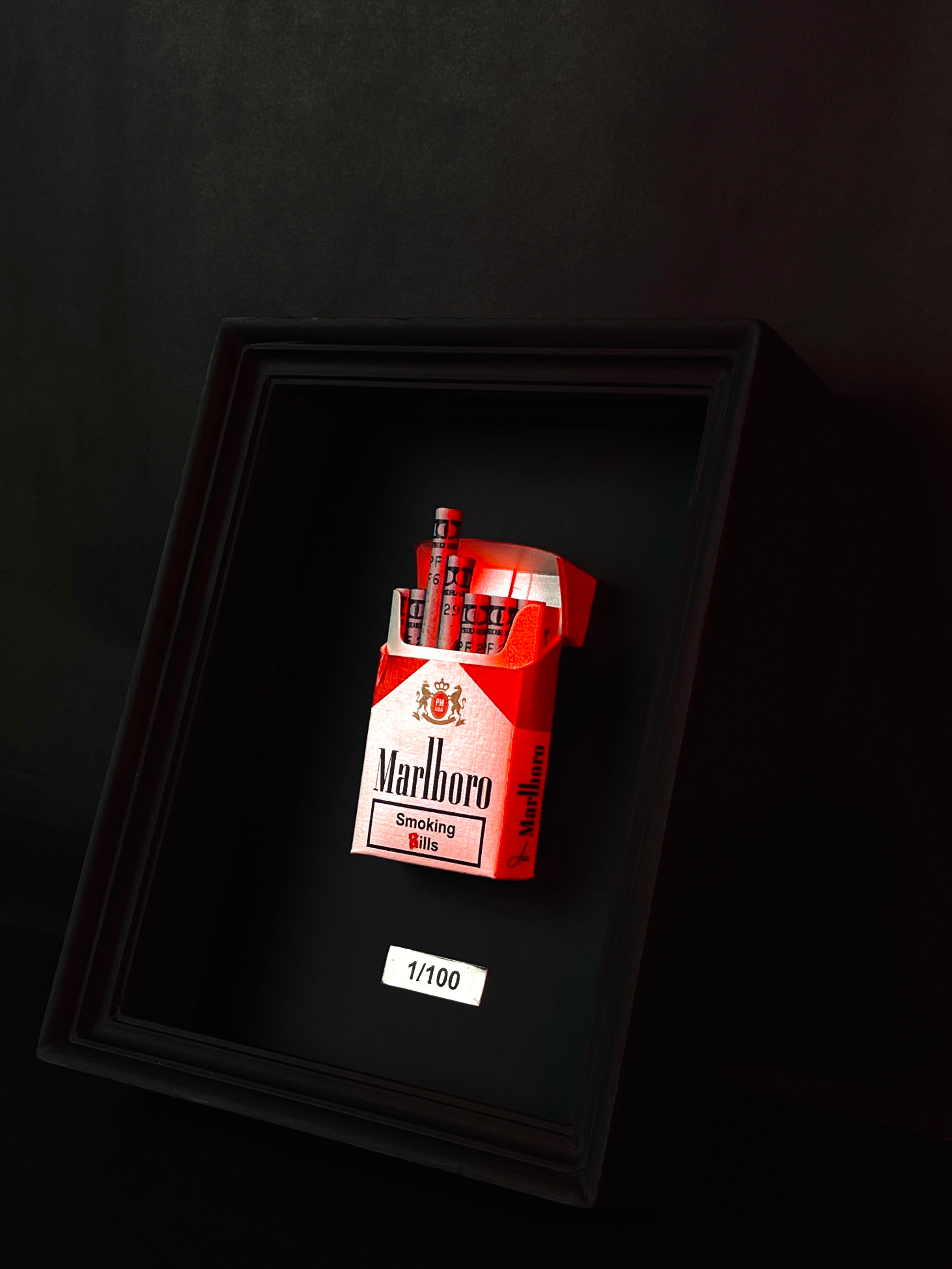 Red USD 'Smoking Bills' Artwork